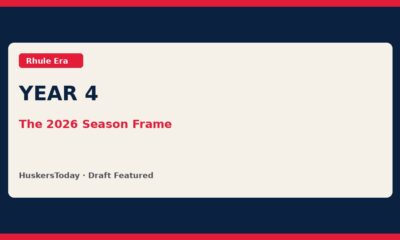 Editorial Year 4 season frame graphic in scarlet and cream