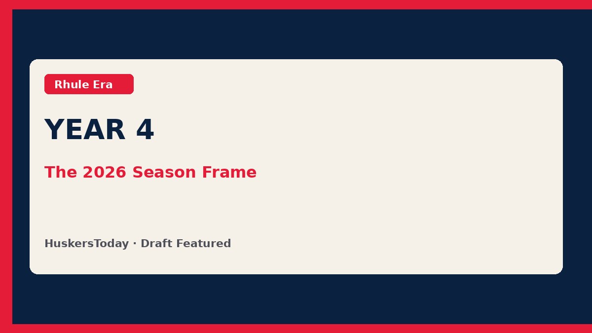 Editorial Year 4 season frame graphic in scarlet and cream